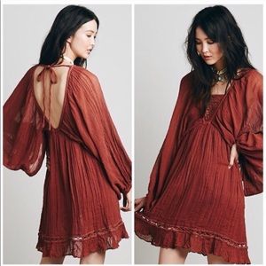 Like New FP jens Pirate Burnt Rust Gauze Dress